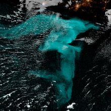 Colorized satellite image of milky sea